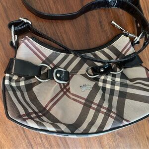 Black and Cream Plaid Shoulder Bag